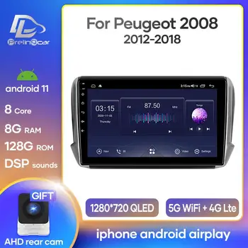 Prelingcar Android 10,0 Для Peugeot 2008 2015-2018 Автомобильный Радио Мультимедийный Видеоплеер GPS Навигация БЕЗ DVD 2 Din Восьмиядерный 4G