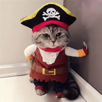 Забавные костюмы кошек, одежда для костюмов пиратов, костюм котенка-корсара, костюм для Хэллоуина, костюмы для щенков, нарядная одежда для вечеринки для домашних животных