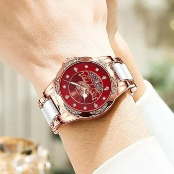 Элегантные Наручные часы с Бриллиантами для Женщин Известных Люксовых брендов Водонепроницаемые Кварцевые Наручные Часы Stainles для Дам Montre Femme