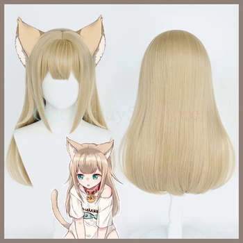 Парик для косплея OSAKANA 40hara Kinako Cat Блондинка длиной 65 см, прямая Светло-золотистая девочка-котенок, Термостойкие синтетические волосы