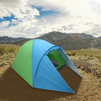 4-местная двухслойная Семейная палатка для кемпинга, уличная палатка-каюта для пеших прогулок, альпинизма, треккинга, синий и зеленый