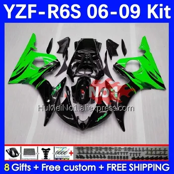 Корпус для YAMAHA Green flames YZF R6 S YZF600 YZF-600 6No.19 YZF R6S 06-09 YZF-R6S YZFR6S 2006 2007 2008 2009 06 07 08 09 Обтекатель