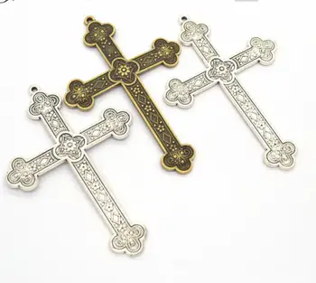 10шт 80 *53 мм подвеска с крестом из античного серебра для изготовления ювелирных изделий DIY Jewelry F0698
