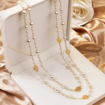 Модное жемчужное ожерелье с длинной цепочкой 2022, винтажное летнее женское ожерелье, роскошные ювелирные изделия