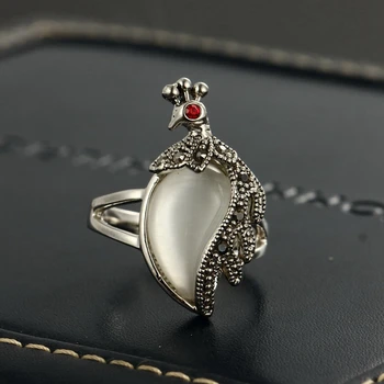 Iutopian бренд peacock Винтажное ретро кольцо со стразами, антиаллергенное для женщин # R01354