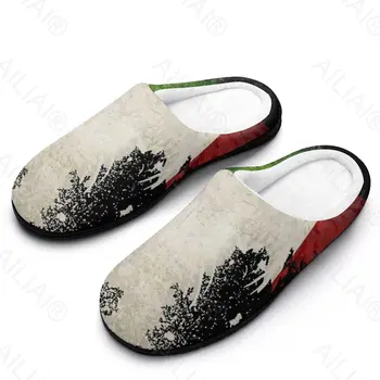Сандалии с итальянским флагом (17), плюшевая повседневная обувь, сохраняющая тепло, мужские женские тапочки из кожи Аниме
