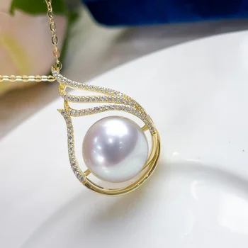 MeiBaPJ DIY Пустой держатель 11-12 мм Натуральный полукруглый жемчуг Модное ожерелье из серебра 925 пробы Изысканные свадебные украшения для женщин