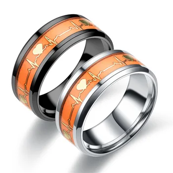 Индивидуальное светящееся модное кольцо для сердцебиения, мужское флуоресцентное кольцо