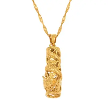 Anniyo Благоприятное ожерелье с подвеской в виде дракона Для женщин и девочек, ювелирные изделия золотого цвета, украшения-талисманы, счастливые ожерелья #014007