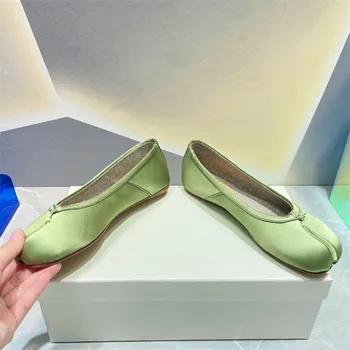 Дизайн носка, женская обувь из шелковой ткани на плоской подошве с круглым носком, повседневная весенне-осенняя обувь для одиночек