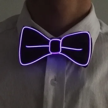 Светодиодный неоновый галстук-бабочка EL Wire Загорающийся Мигающий Галстук для свадьбы Светящийся галстук-бабочка для рейв-вечеринки в баре Рождественский декор Аксессуары для костюмов