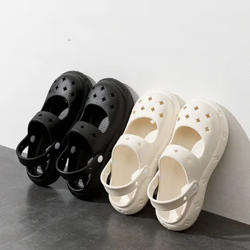 Летние женские босоножки Baotou на платформе, повседневные пляжные модные тапочки, женская дышащая обувь Crocs Lazy Shoes, Chanclas Mujer Playa