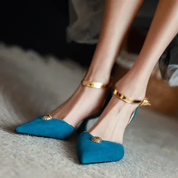 Женские туфли-лодочки Kidsuede во французском стиле, простая обувь, женские высокие туфли на одном ремешке, элегантные женские повседневные туфли-лодочки с острым носком на весну-осень
