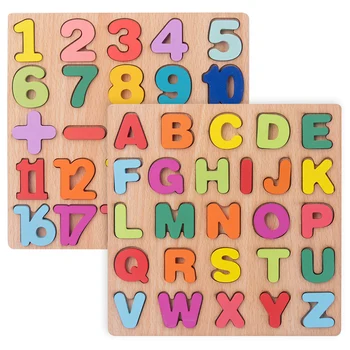 Детские 3D Деревянные Пазлы, Игрушки, Головоломка с цифрами Алфавита, Детские Красочные Буквы, Цифровые Геометрические Развивающие Игрушки Монтессори