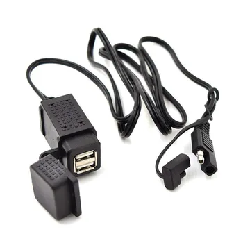 Гибкое крепление для мотоцикла, водонепроницаемый адаптер зарядного устройства SAE на два USB 12-24 В 3.1A для смартфонов, GPS, GoPro