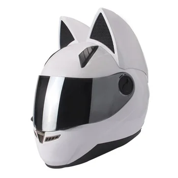 Бренд NITRINOS Оригинальный белый шлем Lovely Cat Для мужчин и женщин, полнолицевый гоночный мотоциклетный шлем Capacete