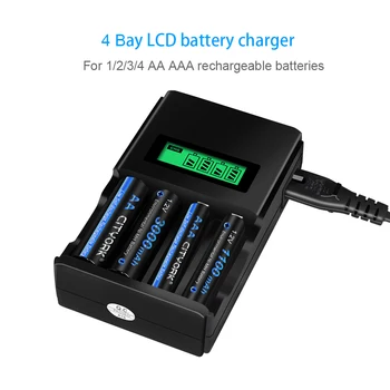 4 Слота ЖК-USB Зарядное Устройство Для 1,2 В AA AAA NI-MH Аккумуляторных Батарей Устройство Быстрой Зарядки 1,2 В AA AAA Зарядное Устройство