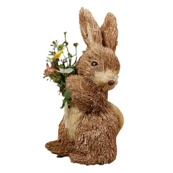 Пасхальный Кролик кролик соломы орнамент фигурки для праздничного стола дома дети подарок декор сплетенный Кролик орнамент фото реквизит, ремесла