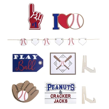 Украшения для игры в бейсбол в спортивном стиле для семейного сбора с логотипом Mini Wood- Набор украшений для семейной игры A0KE