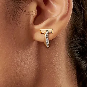 Серьги-кольца с наполовину проложенным стразами для женщин, маленькие крошечные серьги-кольца, минималистичные изысканные ювелирные изделия, роскошные дизайнерские украшения f.