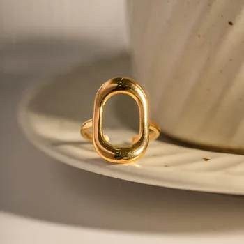 Покрытое 18-Каратным золотом Простое Полое кольцо с Геометрическим прямоугольником, Модные Ювелирные украшения Для женщин, Подарок на День Рождения