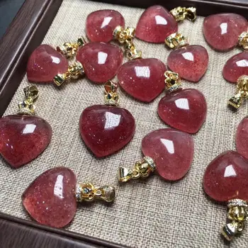 Натуральная клубничная хрустальная подвеска в форме сердца с клубничным камнем в виде короны из кристаллов для привлечения цветущего персика к процветающему браку