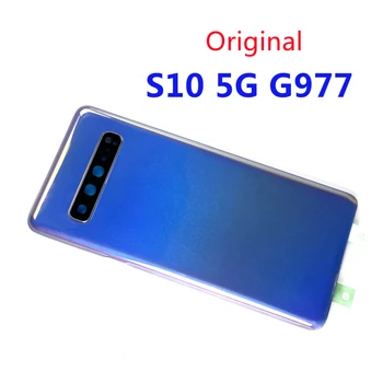 Оригинал Для SAMSUNG Galaxy S10 5G G977B G977U G997F Задняя Крышка Батарейного Отсека Корпус Задняя Стеклянная Крышка Пластиковая Защитная Дверца