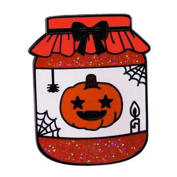 Блестящая тыквенная банка для меда, Эмалевая брошь-булавка, ювелирный подарок на Хэллоуин