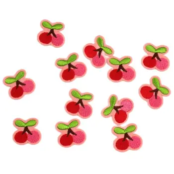 10шт Мультяшных мини-вишневых нашивок, вышитых утюгом на милых фруктовых наклейках для детей, Сумок для девочек, обуви, одежды, аппликаций для шитья своими руками