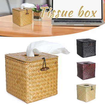 Коробка для салфеток из рулона соломы, коробка для салфеток большой емкости для хранения полотенец для лица для гостиной спальни