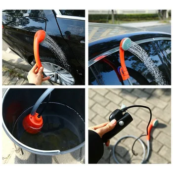 Портативный походный насос для душа с USB-зарядкой, Электрическая перезаряжаемая уличная автомойка, Походный душ, Ручной насос для воды с насадкой для душа