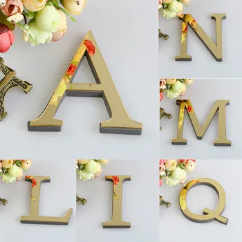 10 см 3D зеркало 26 букв DIY акриловые наклейки на стену для логотипа Название Алфавит Свадебные любовные письма Английский декор для дома на стене В наличии