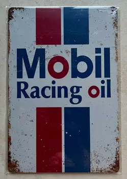 МЕТАЛЛИЧЕСКАЯ ВЫВЕСКА MOBIL RACING OIL PUB MAN CAVE GARAGE WORKSHOP CAR 20x30