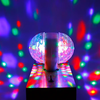 CHICLITS E27 Красочный Двойной Волшебный Шар RGB LED Сценический Светильник KTV Bar Club DJ Disco Christmas Home Party Effect Лампа С Автоматическим Вращением