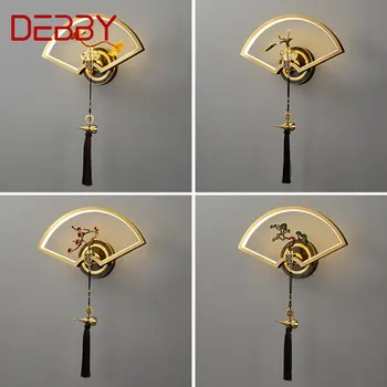 Настенный светильник DEBBY в китайском стиле, современный светодиодный светильник из винтажной латуни, Креативный дизайн, Бра для дома, гостиной, спальни, прихожей, декорации
