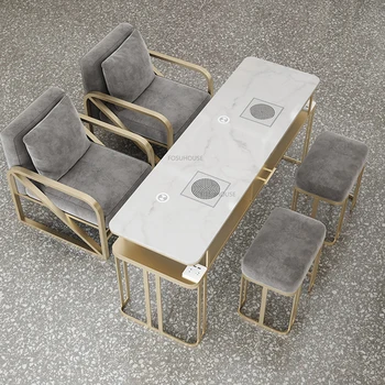 Маникюрные столы из кованого железа в скандинавском стиле для коммерческой мебели, столы для ногтей, Мраморный рабочий стол, Экономичный Креативный Высококлассный маникюрный стол