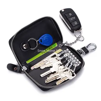 Сумка для ключей Мужская кожаная сумка для ключей на молнии Кожаная Универсальная автомобильная многофункциональная сумка для ключей женская