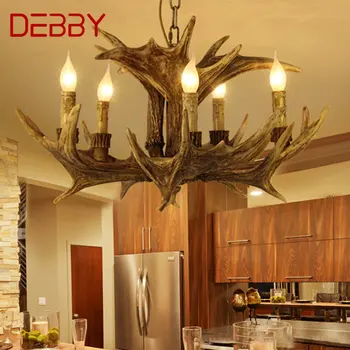 Современная люстра TEMAR с оленьими рогами, креативный подвесной светильник из смолы в стиле ретро, светильники для дома, гостиной, столовой, бара, кафе