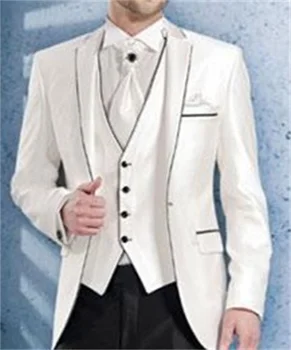 Свадебный мужской костюм 2023, приталенный, 3 предмета (куртка + брюки + жилет), Свадебное платье для жениха на заказ, банкетное платье в деловом стиле