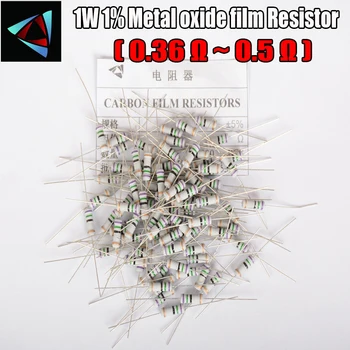 20шт 5% 1 Вт Пленочный Резистор из оксида металла 0,36 0,39 0,43 0,47 0,5 Ом Углеродный Пленочный Резистор