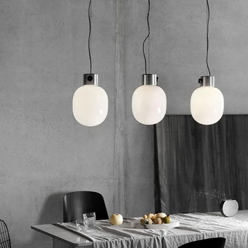 Подвесной светильник из скандинавского стекла, датский золотисто-белый подвесной светильник, обеденный стол, дизайнерская прикроватная тумбочка для спальни, минималистичный декор.