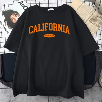 Хлопковая футболка Западного побережья Калифорнии, Нишевая Индивидуальная футболка, Незаменимая уличная футболка, Уличная Свободная Удобная мужская одежда