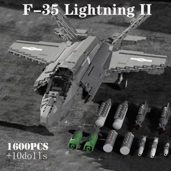 Истребитель Американский F-35 Lightning II Самолет F-22 Raptor Строительные блоки Городское военное оружие Фигурка самолета Кирпичи Детские игрушки