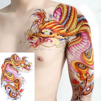 временная татуировка-наклейка мужские татуировки на плечах с рисунком большой татуировки дракона на рукаве временные мужские татуировки для прикрытия шрамов наклейка на тело