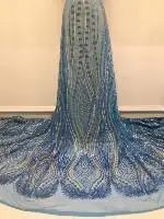 Небесно-голубое Золото 2023, блестящее свадебное платье, Французское кружево, блестки, тюль, ткань с вышивкой, Сетчатая одежда для свадебного платья, свадебное платье