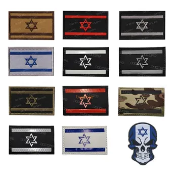 Флаг Израиля ИК Мультикамерные Светоотражающие нашивки Армейские военно-тактические полосы Эмблема Боевые израильские вышитые значки