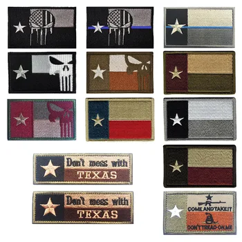 Нашивка с вышивкой флага штата Техас в стиле Милитари, наклейки с крючками и петлями, Значок морального духа карателя, Не связывайтесь с эмблемой
