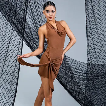 Женское платье для латиноамериканских танцев с открытой спиной, женские платья для танцев, ткань для бальных танцев живота, NY23 W23A211
