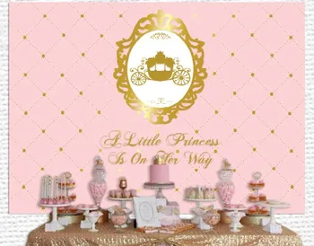 изготовленный на заказ розовый золотой фон для кареты принцессы с короной, фон для душа ребенка на 1-й день рождения, высококачественная компьютерная печать, праздничные фоны