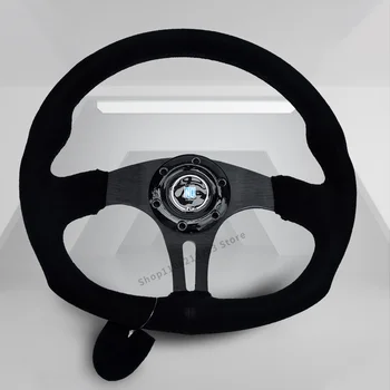 345 мм D-образное рулевое колесо Универсальный гоночный автомобиль для тяжелых спортивных игр Рулевое колесо из замши